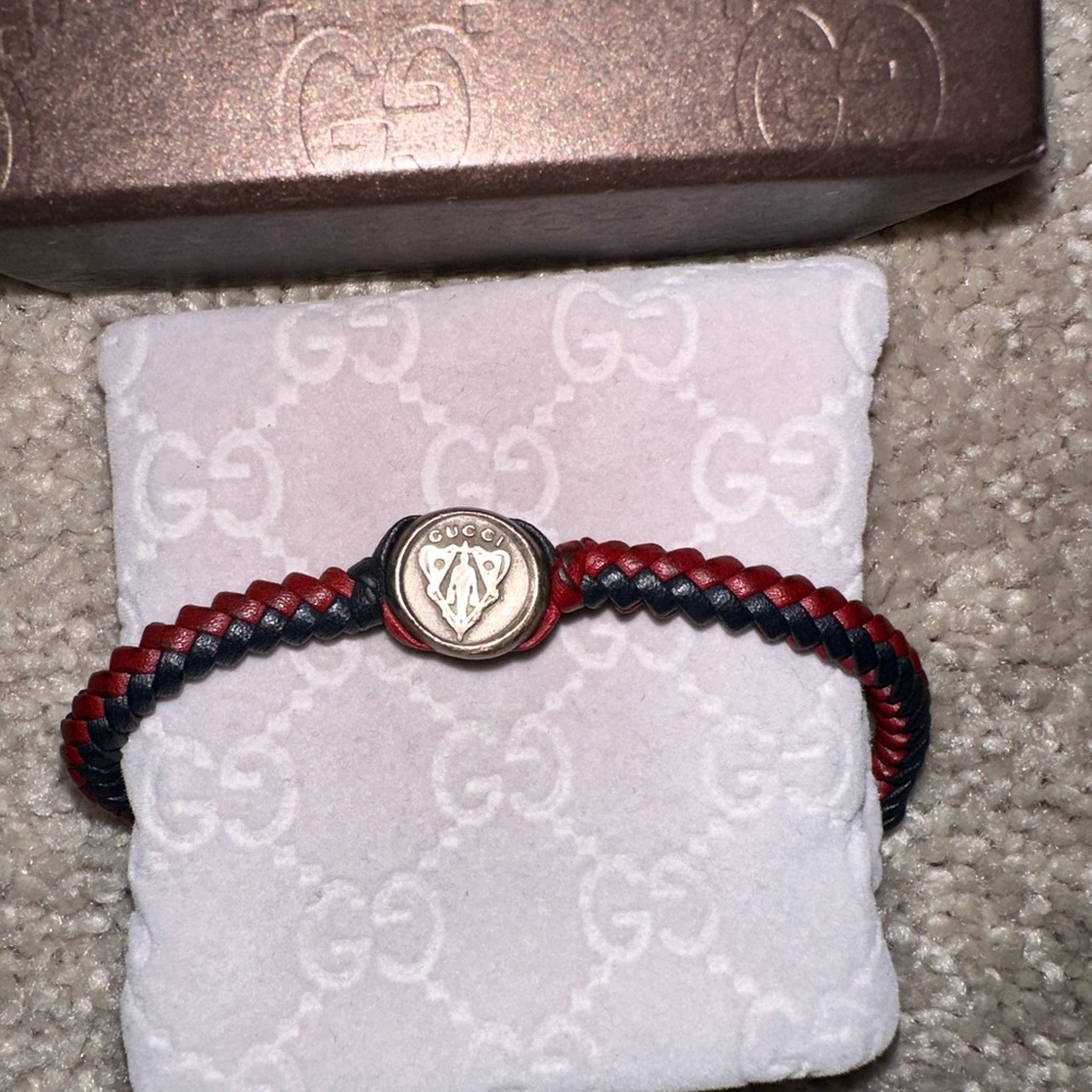 Gucci Red and Blue Braided Bracelet
